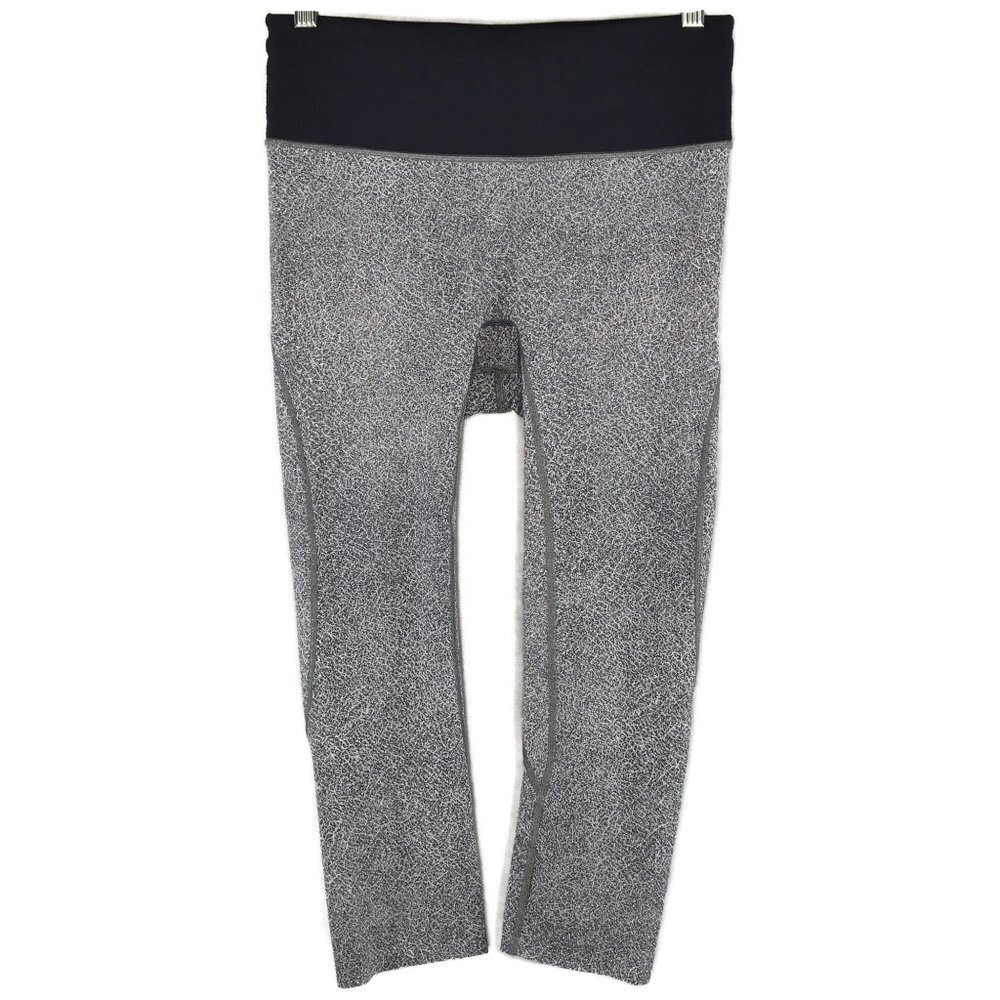 lululemon Run The Day Crop *23" Size 8 in Fractal Dark Starlight Black & Black